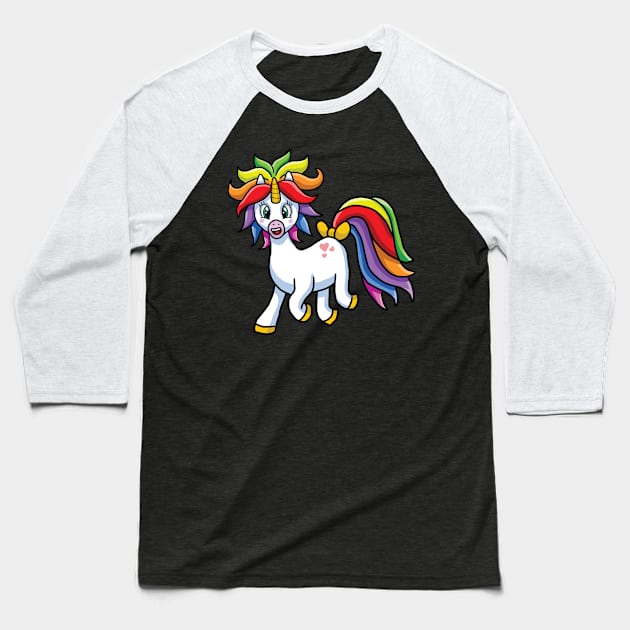 Unicorn Rainbow Wild Punk Rock Hair Style Anime Cute Manga Kawaii Cartoon Character Baseball T-Shirt by CoolFactorMerch